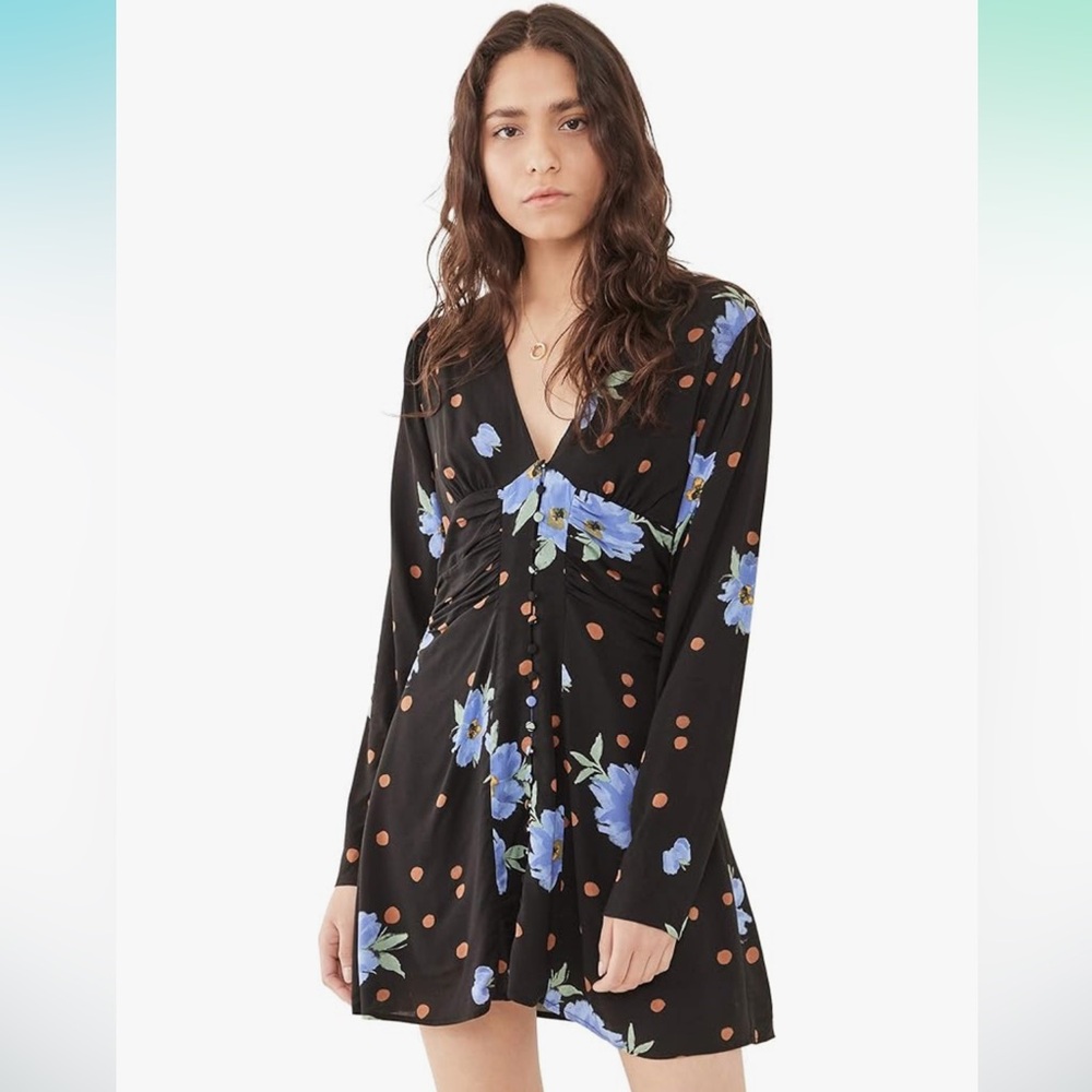Free People Women's Date Night Mini Dress, Moonlight Combo, Black, Print, S